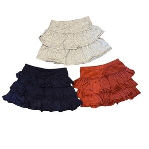 Set of Three Ruffled Skorts - Gray, Navy, and Rust